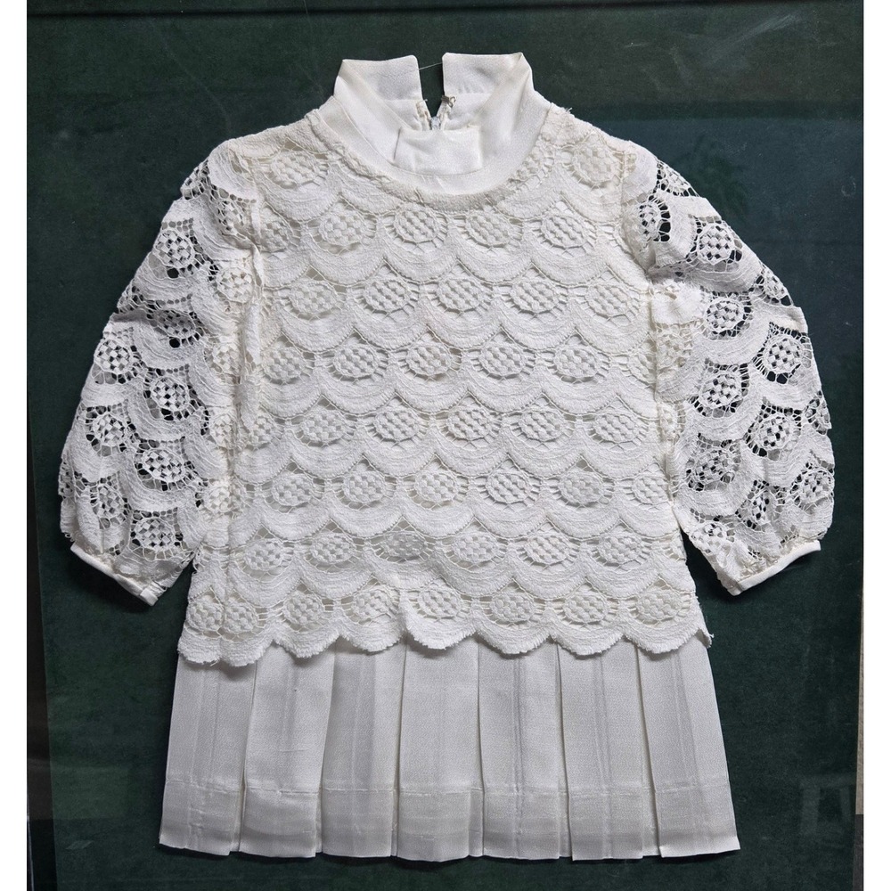 Vintage Holicost Handmade White Lace Child Dress Framed Acrylic Box Display